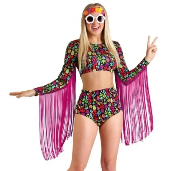 NWT [Halloween Costumes] Free Spirit Hippie Retro GoGo 70s Costume Women's Sz M - Picture 1 of 4